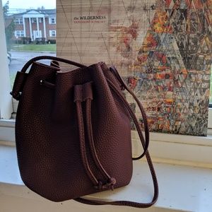 Small Bucket Bag Purse in Burgundy